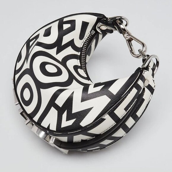 Fendi x Marc Jacobs Black/White Printed Leather Fendigraphy Nano Bag - 7AS089 - Picture 3 of 11